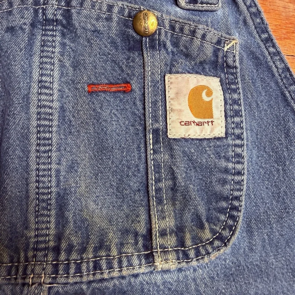 Carhartt Overalls Men's 38x34 Blue Denim Carpenter Bib Workwear Cotton R07 DST